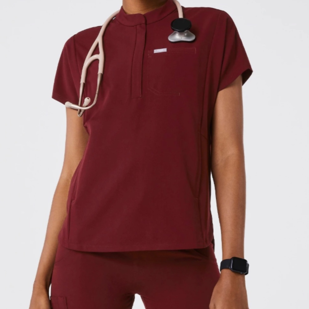 Figs Burgundy Scrub Top - Picture 5 of 6